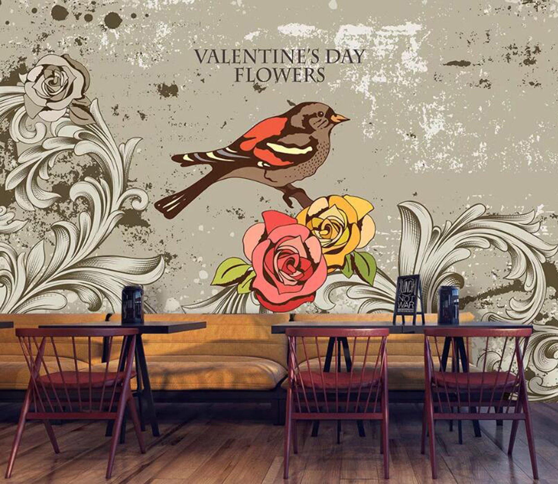 3D Flower Bird WC19 Wall Murals Wallpaper AJ Wallpaper 2 