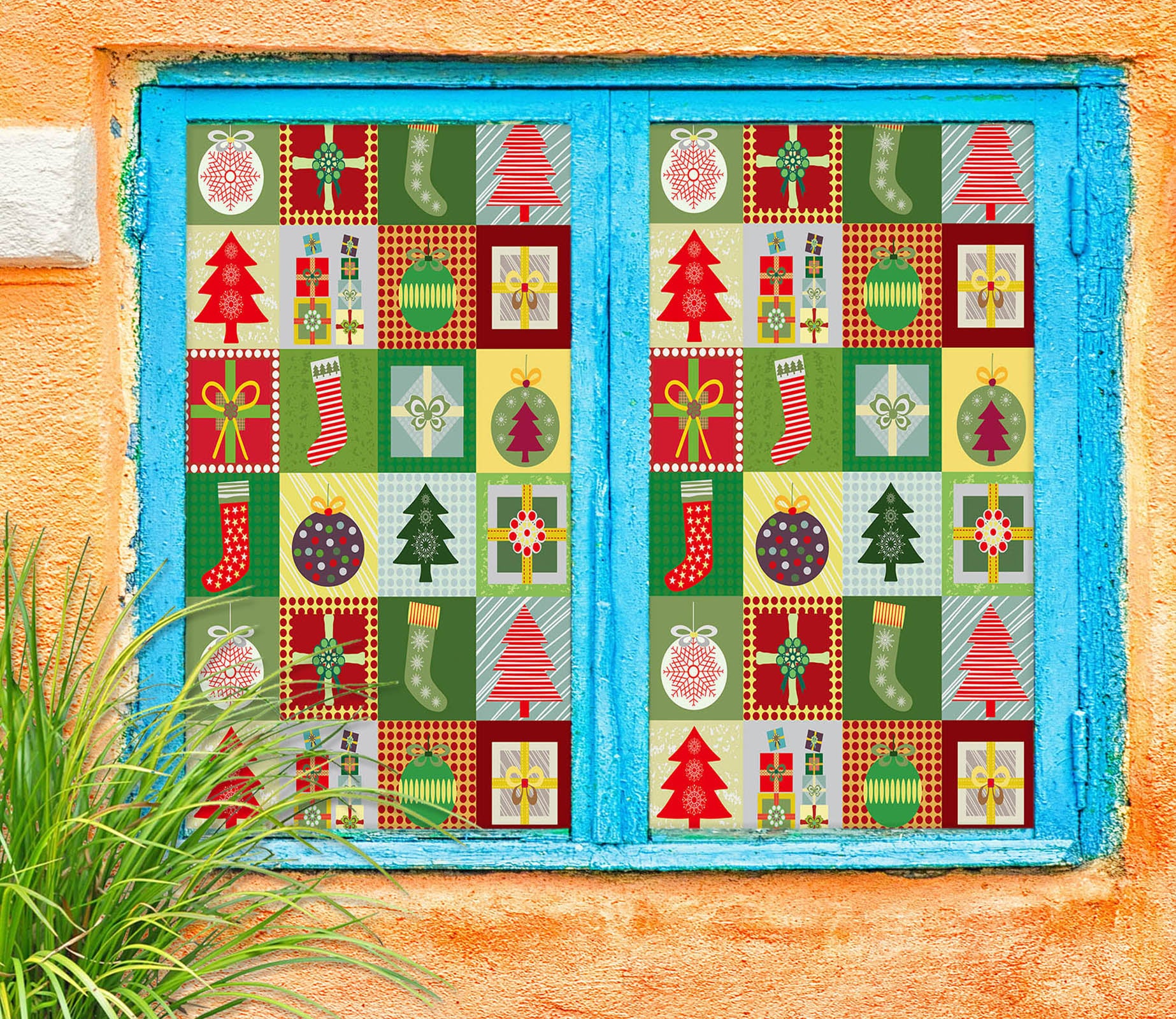 3D Christmas Cube 30071 Christmas Window Film Print Sticker Cling Stained Glass Xmas