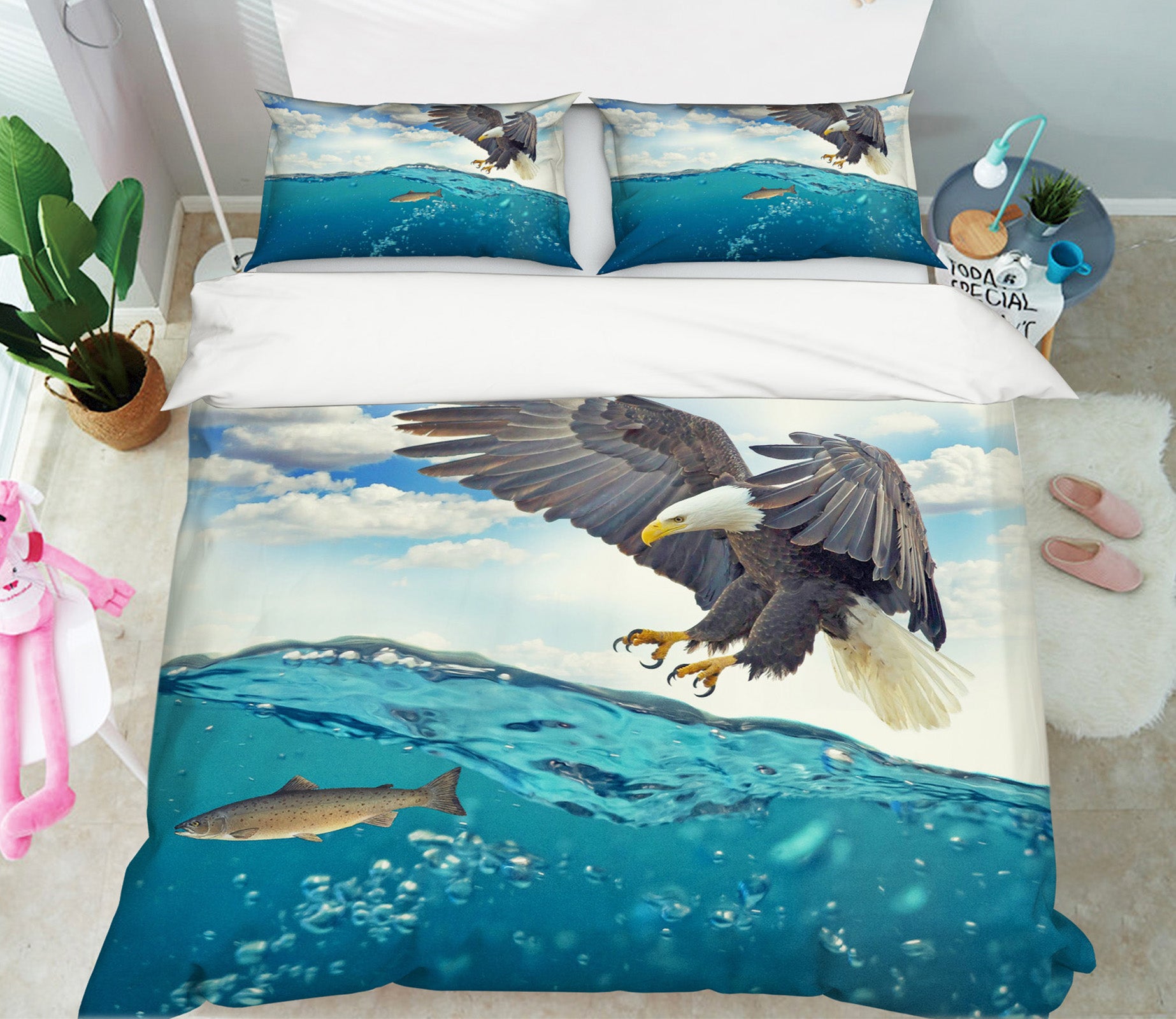 3D Sea Eagle 1953 Bed Pillowcases Quilt