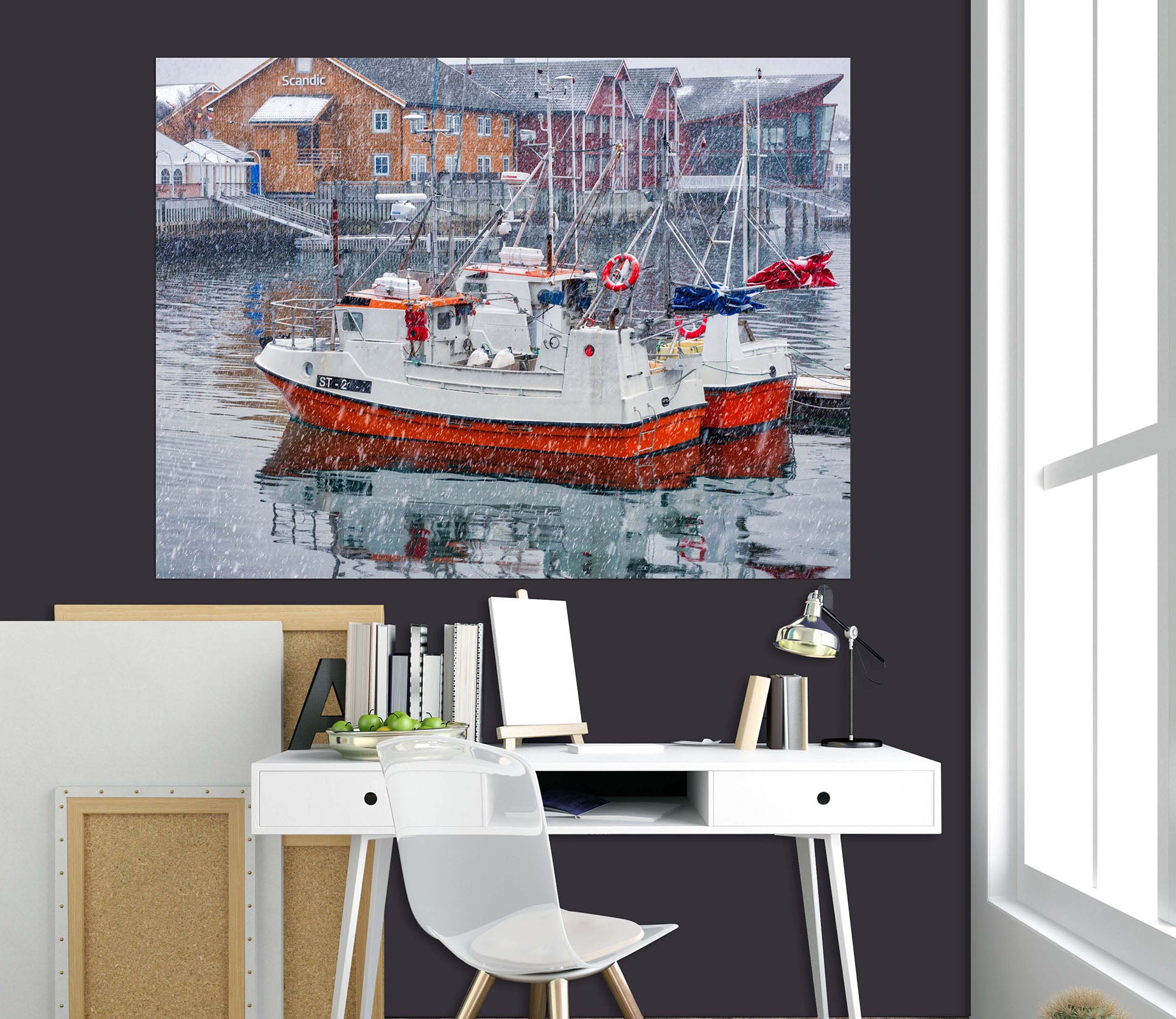 3D River Boat 105 Marco Carmassi Wall Sticker