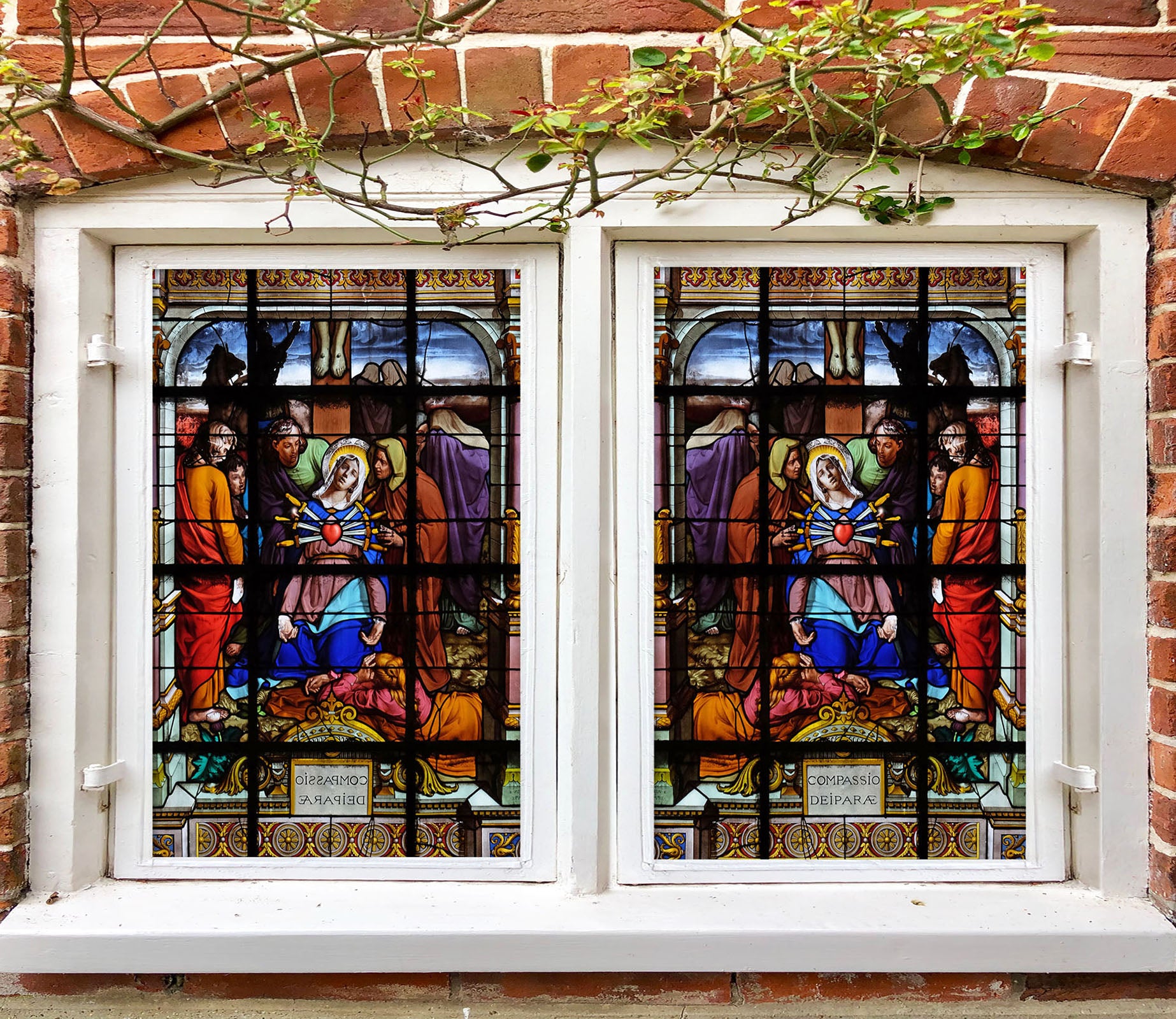 3D Red Heart 206 Window Film Print Sticker Cling Stained Glass UV Block