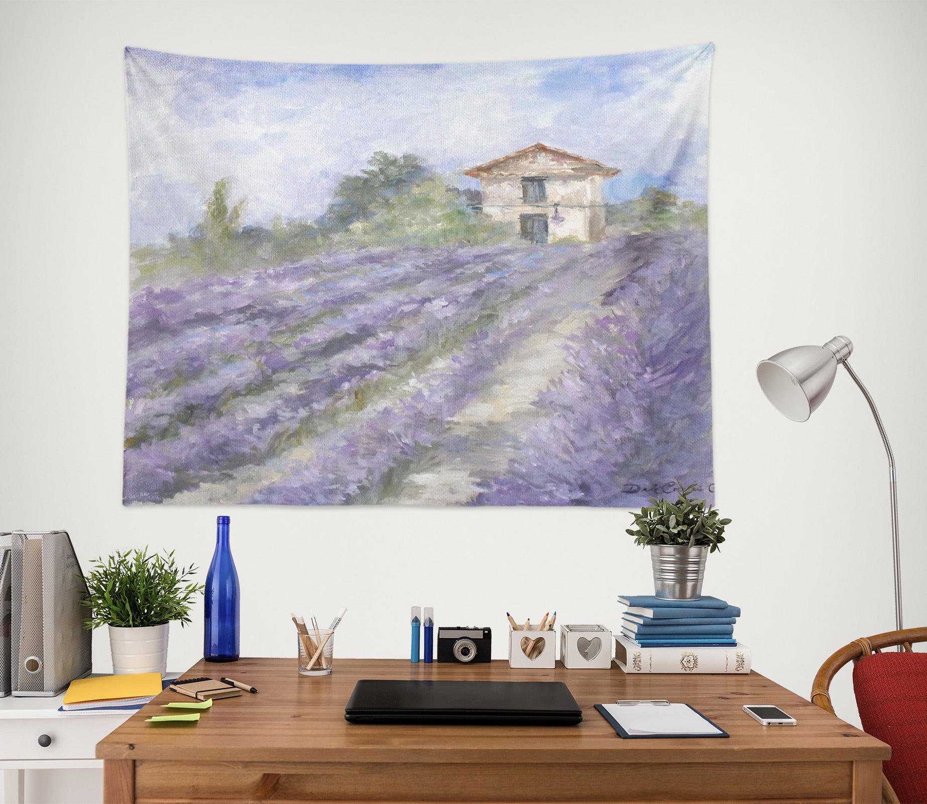 3D Purple Flower Field House 111178 Debi Coules Tapestry Hanging Cloth Hang