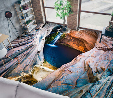 3D Waterfall In The Canyon 1032 Floor Mural  Wallpaper Murals Self-Adhesive Removable Print Epoxy