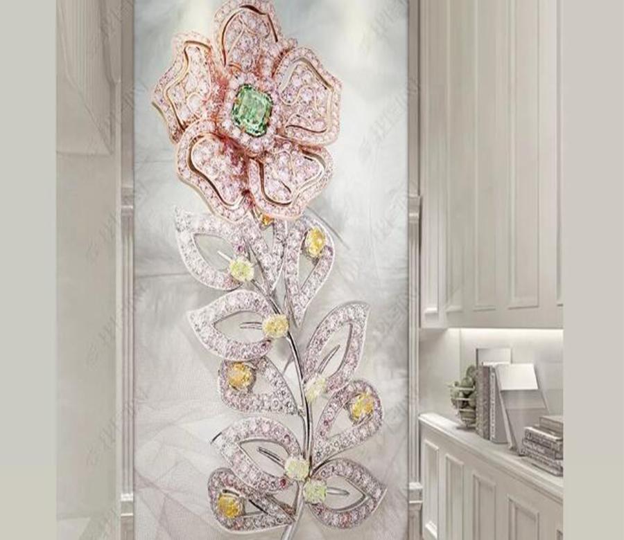 3D Diamond Flower 074 Wall Murals Wallpaper AJ Wallpaper 