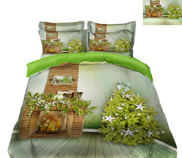 3D Green Tree 31159 Christmas Quilt Duvet Cover Xmas Bed Pillowcases