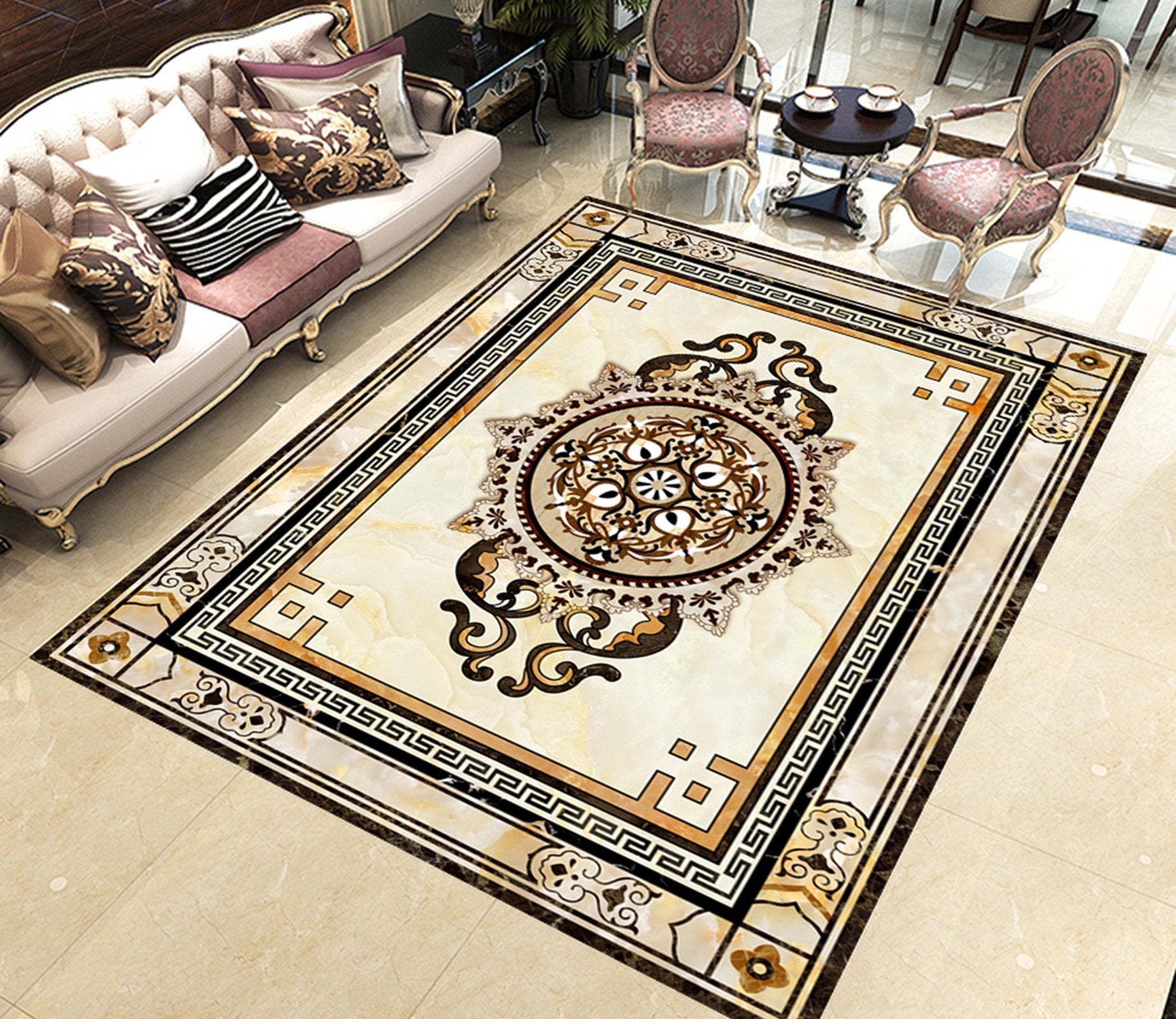 3D Black Marble Pattern WG581 Floor Mural Wallpaper AJ Wallpaper 2 