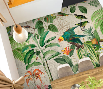 3D Leaves Parrot 104163 Andrea Haase Floor Mural  Wallpaper Murals Self-Adhesive Removable Print Epoxy