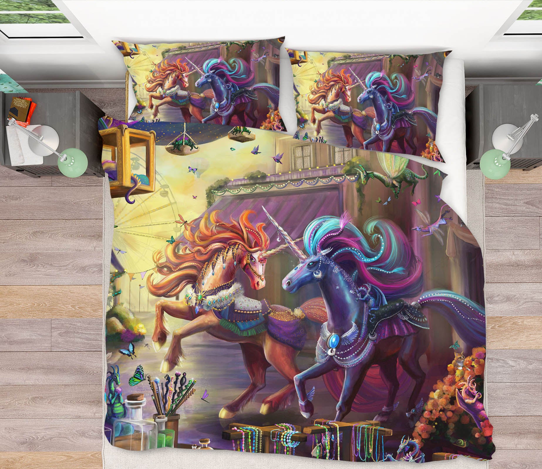 3D Running Unicorn 128 Rose Catherine Khan Bedding Bed Pillowcases Quilt
