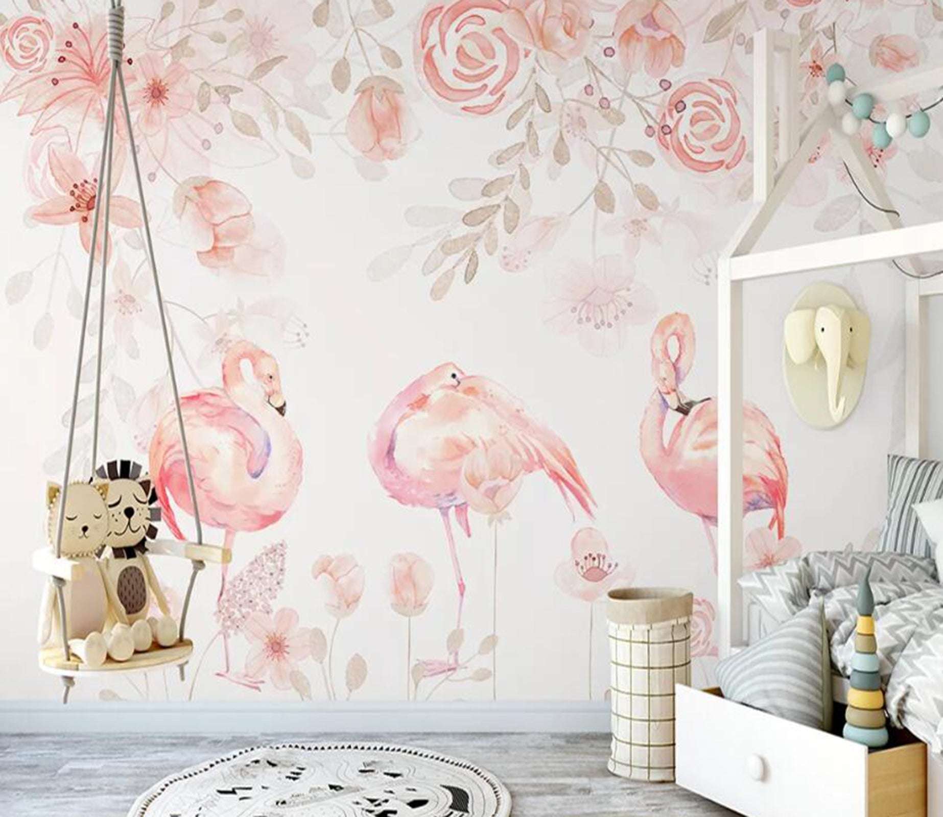 3D Pink Flamingo WC71 Wall Murals Wallpaper AJ Wallpaper 2 