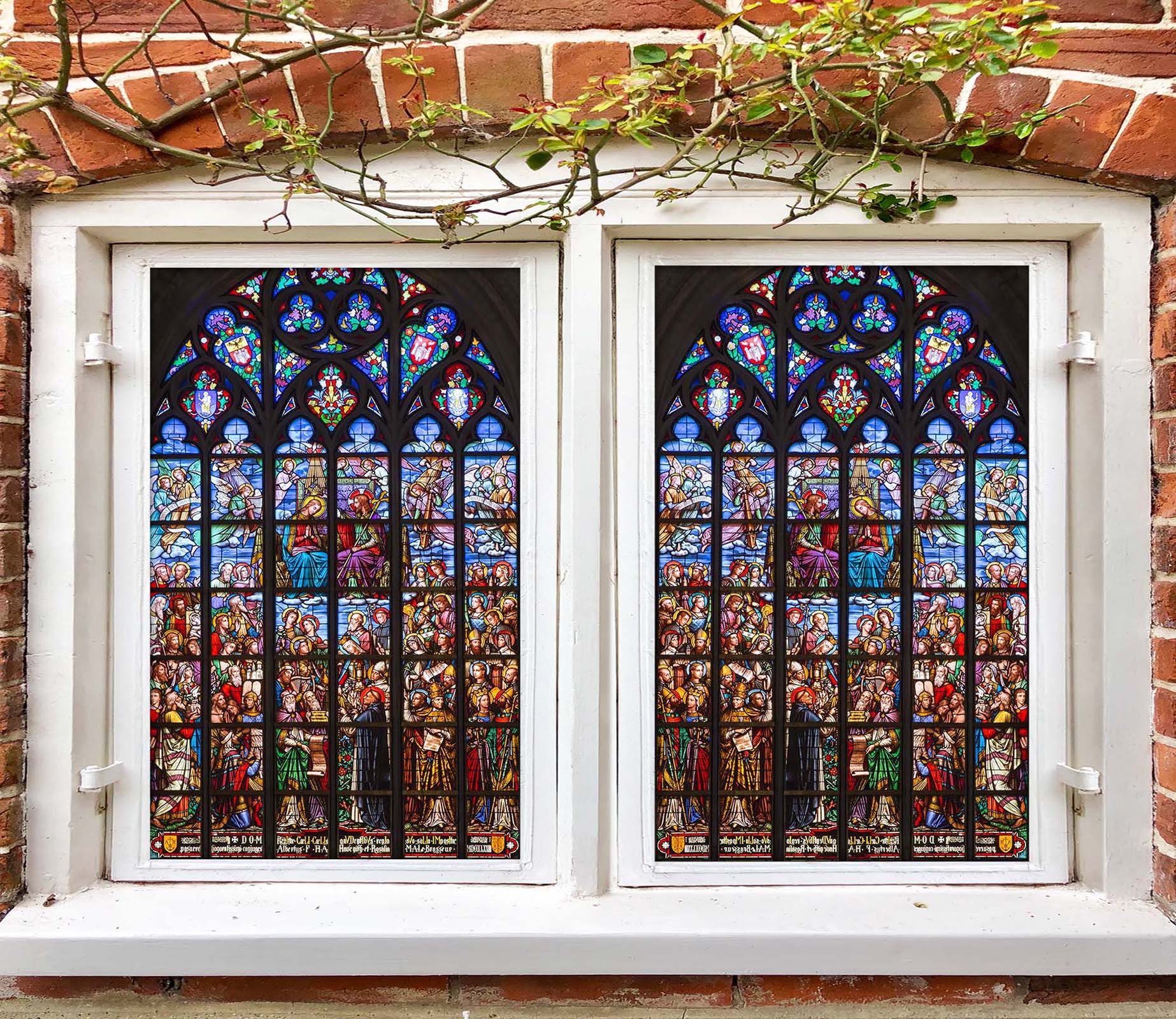 3D Believers Church 019 Window Film Print Sticker Cling Stained Glass UV Block