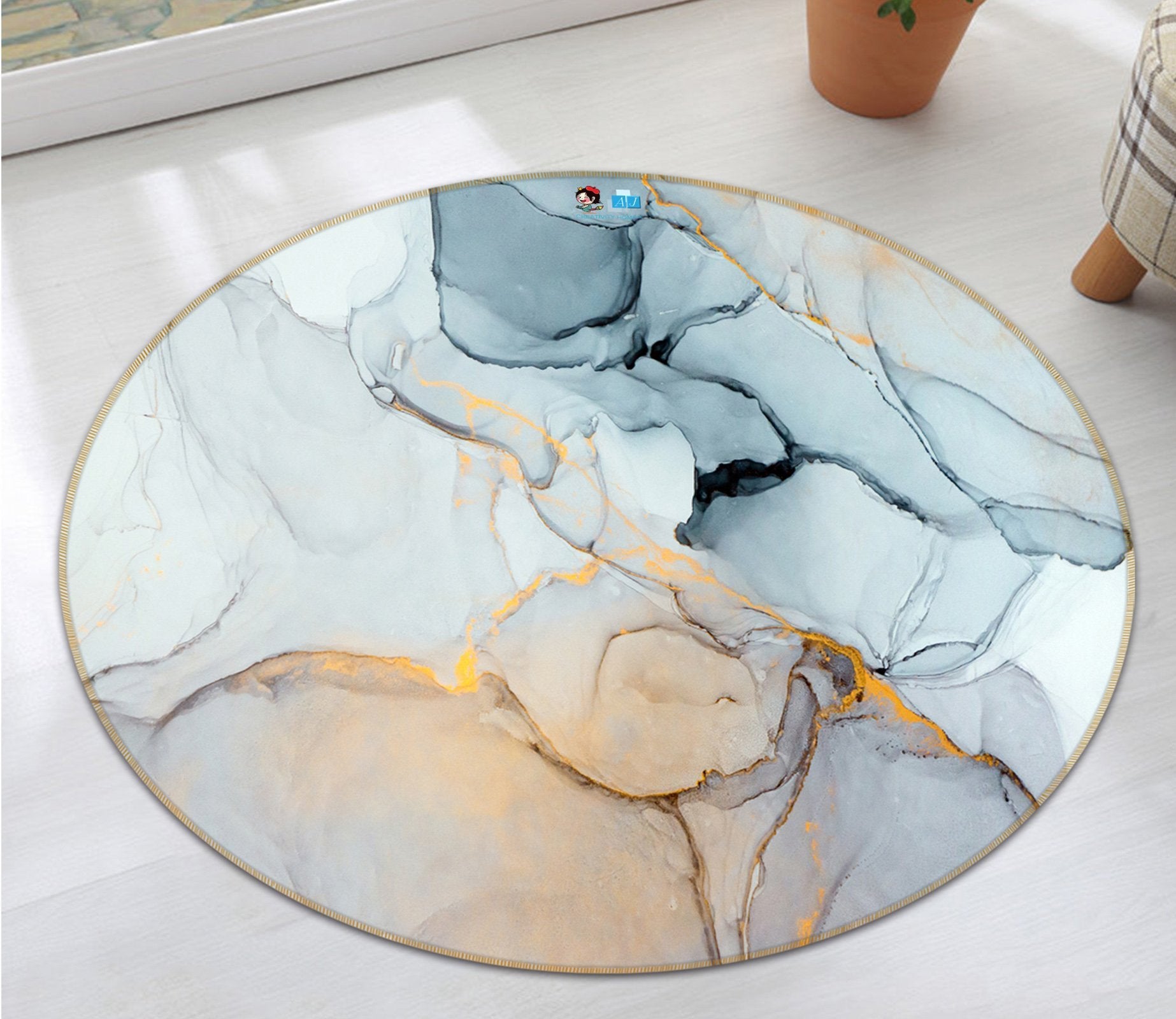 3D Irregular Light Painting 168 Round Non Slip Rug Mat Mat AJ Creativity Home 