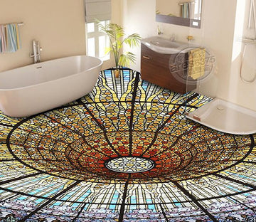 3D Black Round WG156 Floor Mural Wallpaper AJ Wallpaper 2 