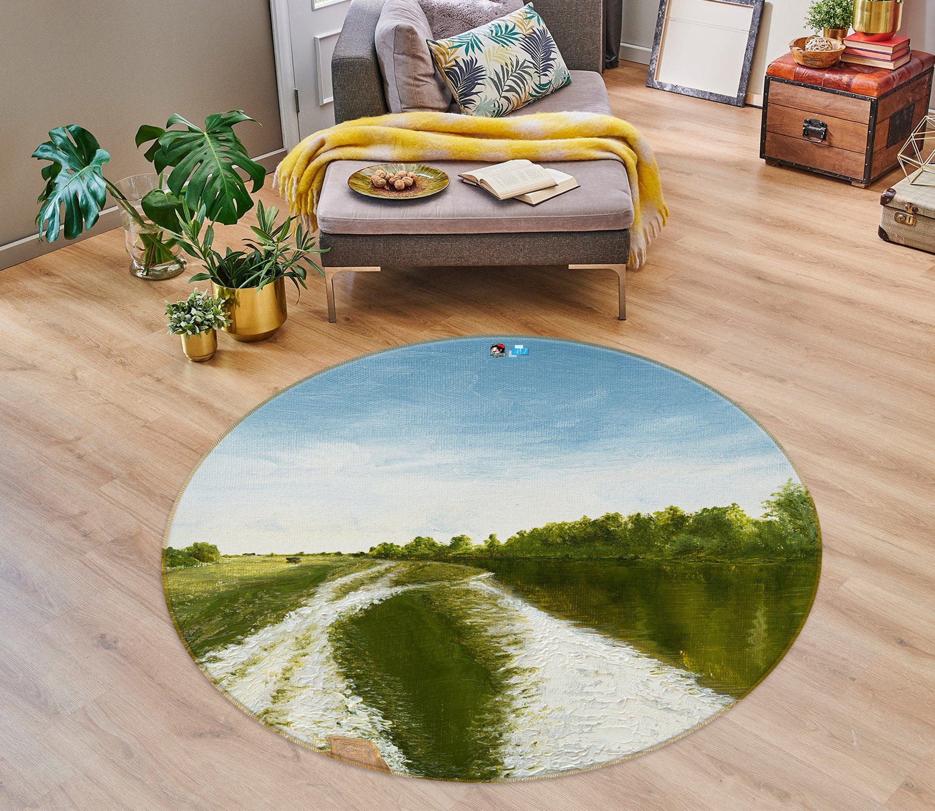 3D River Woods 18127 Marina Zotova Rug Round Non Slip Rug Mat