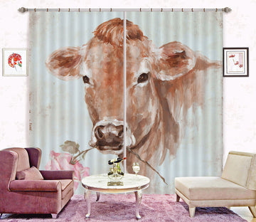 3D Cow Flowers 3019 Debi Coules Curtain Curtains Drapes