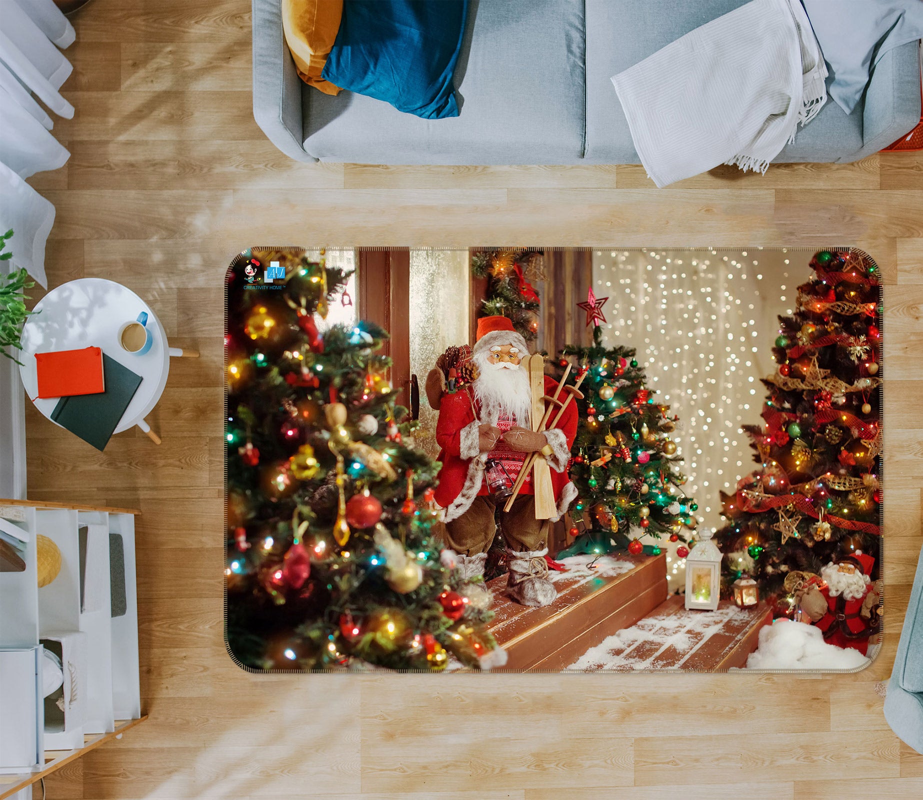 3D Santa Tree 56133 Christmas Non Slip Rug Mat Xmas