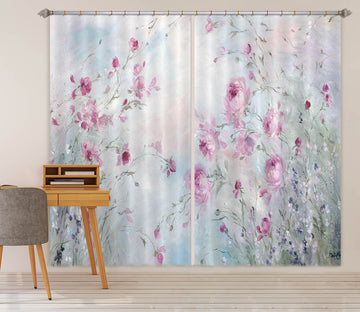 3D Pink Rose Growing 1025 Debi Coules Curtain Curtains Drapes