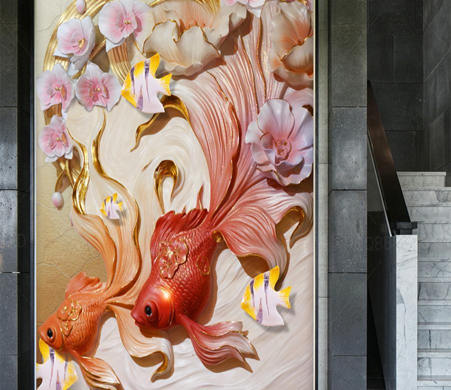 3D Two Goldfish 495 Wall Murals Wallpaper AJ Wallpaper 2 