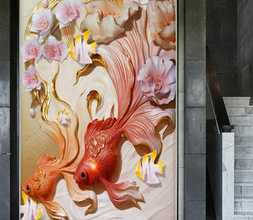 3D Two Goldfish 495 Wall Murals Wallpaper AJ Wallpaper 2 