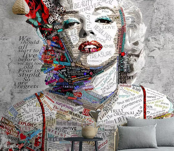 3D Red Lips Star WC831 Wall Murals