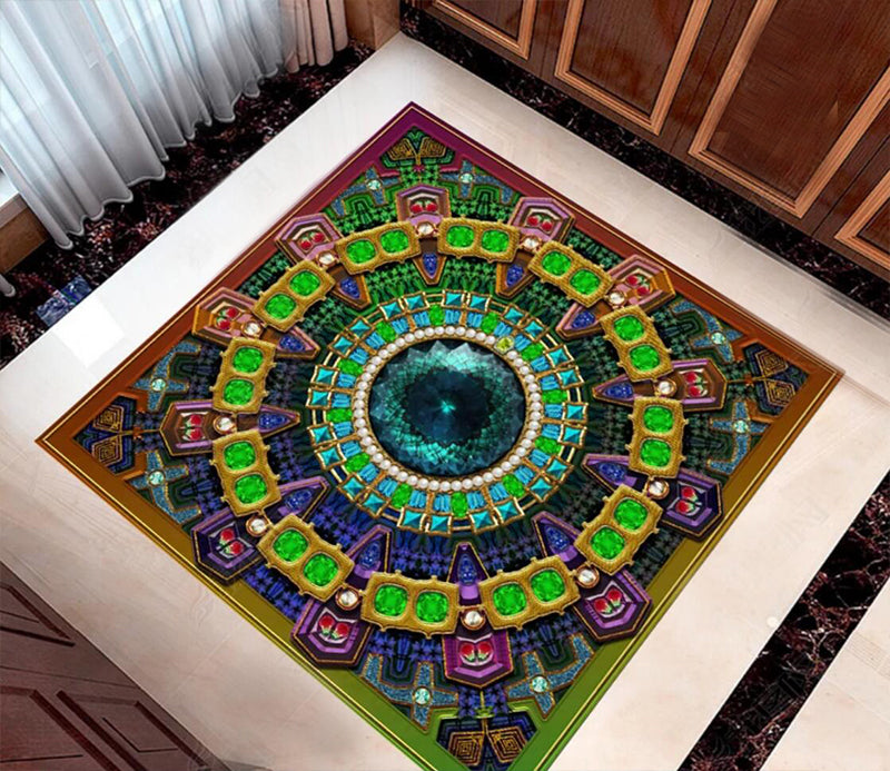 3D Gem Plate 063 Floor Mural  Self-Adhesive Sticker Bathroom Non-slip Waterproof Flooring Murals