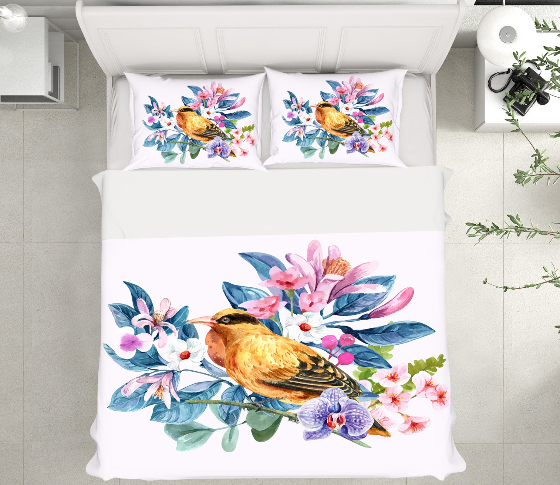 3D Flower Bird 64001 Bed Pillowcases Quilt