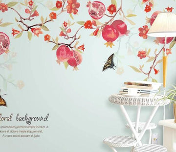 3D Pomegranate Butterfly 470 Wall Murals Wallpaper AJ Wallpaper 2 