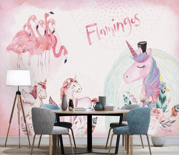 3D Ponies And Flamingos 961 Wall Murals