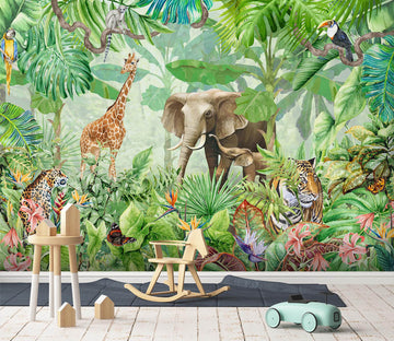 3D Hand Drawn Forest Animals 014 Wall Murals