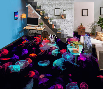 3D Psychedelic Jellyfish 752 Floor Mural  Wallpaper Murals Rug & Mat Print Epoxy waterproof bath floor