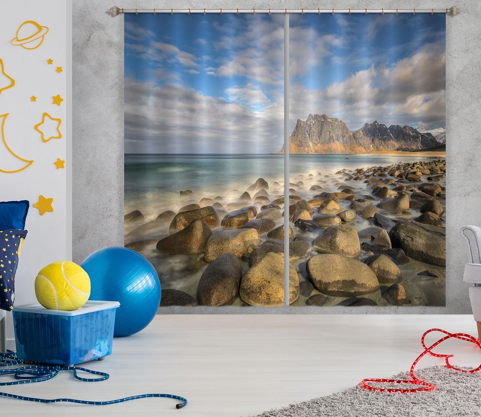 3D Beach Stones 168 Marco Carmassi Curtain Curtains Drapes Wallpaper AJ Wallpaper 