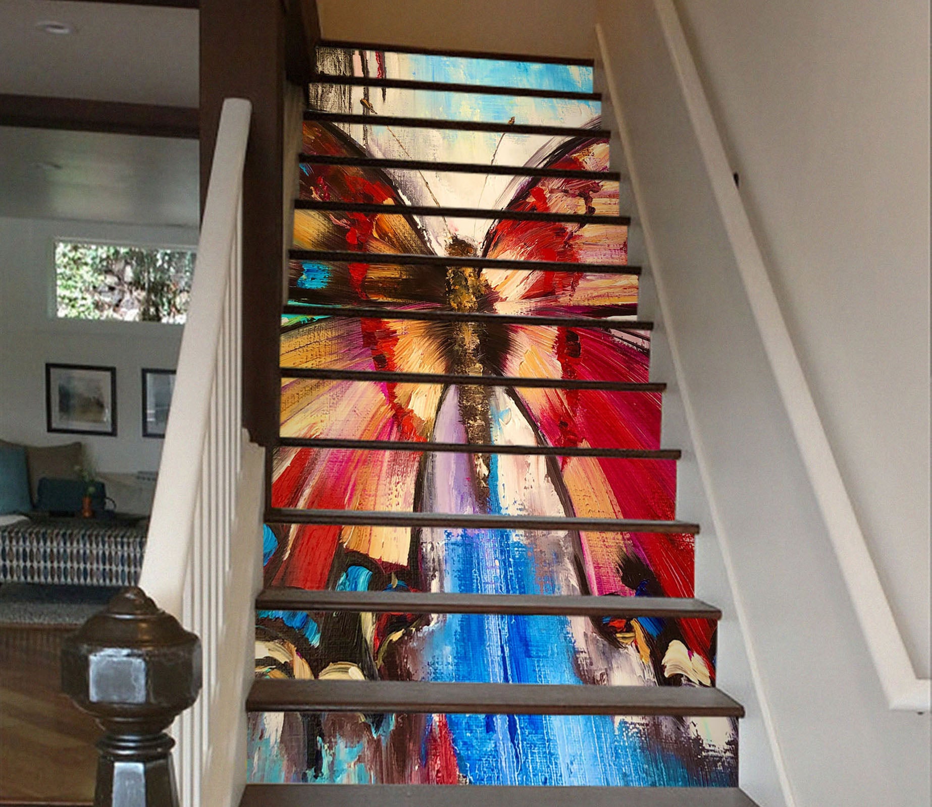 3D Red Painted Butterfly 2152 Skromova Marina Stair Risers
