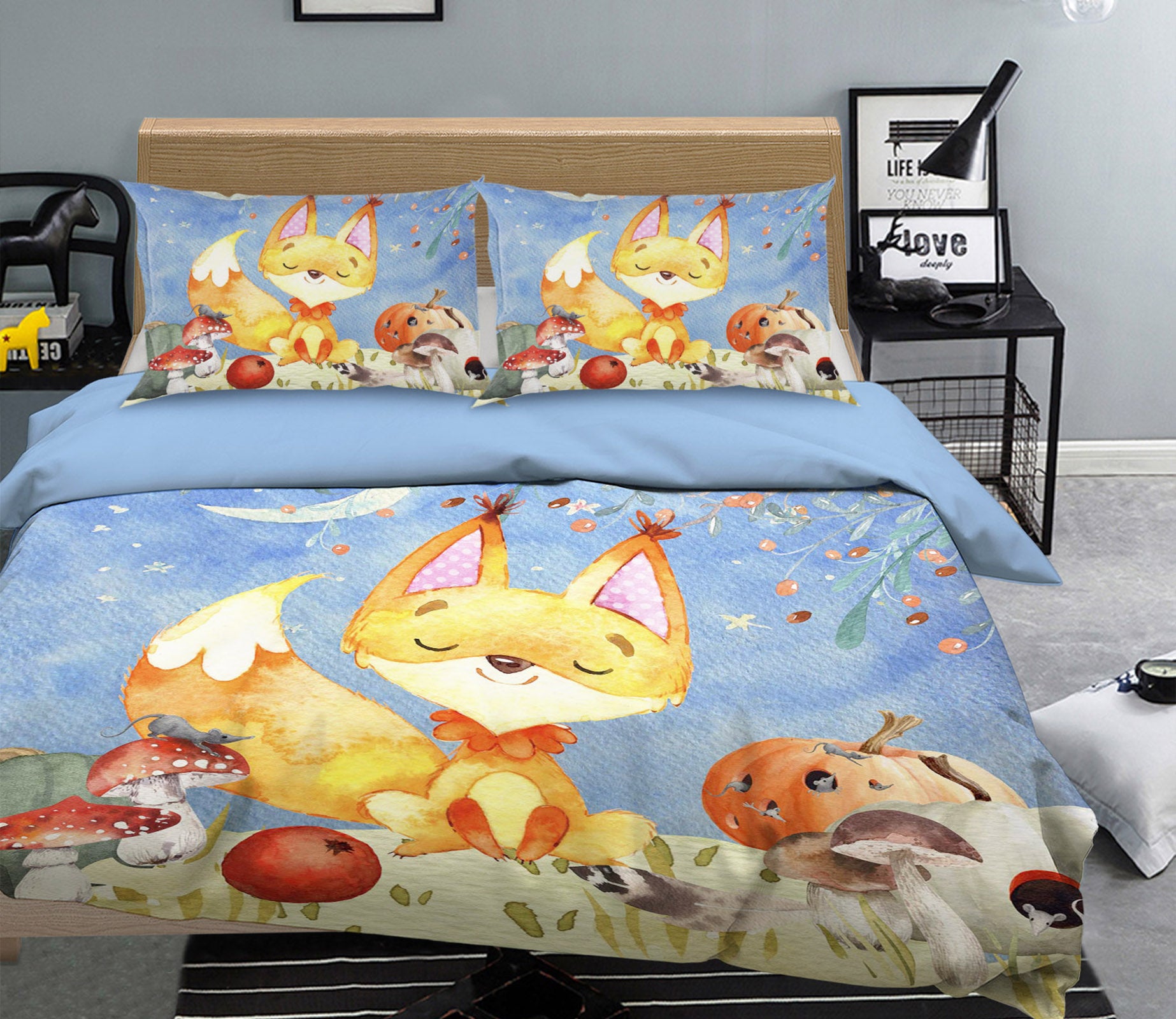 3D Fox Mushroom 249 Uta Naumann Bedding Bed Pillowcases Quilt