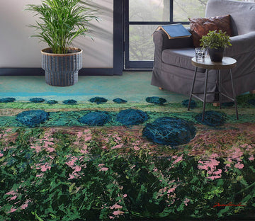 3D Pink Flower Bushes 9533 Allan P. Friedlander Floor Mural  Wallpaper Murals Self-Adhesive Removable Print Epoxy