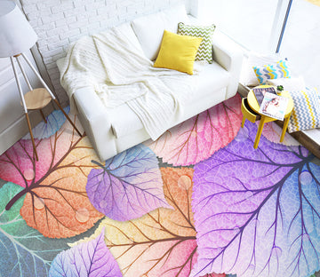 3D Four-color Leaves 473 Floor Mural  Wallpaper Murals Rug & Mat Print Epoxy waterproof bath floor