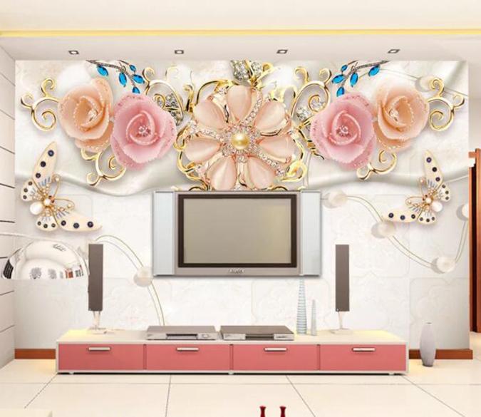 3D Diamond Flower 198 Wall Murals Wallpaper AJ Wallpaper 2 