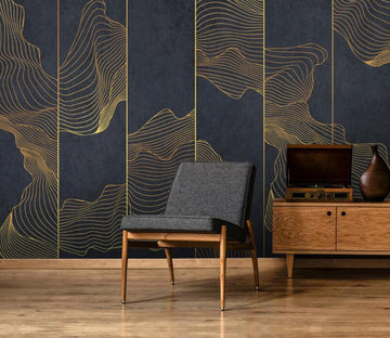 3D Long Grid Gold Net 727 Wall Murals