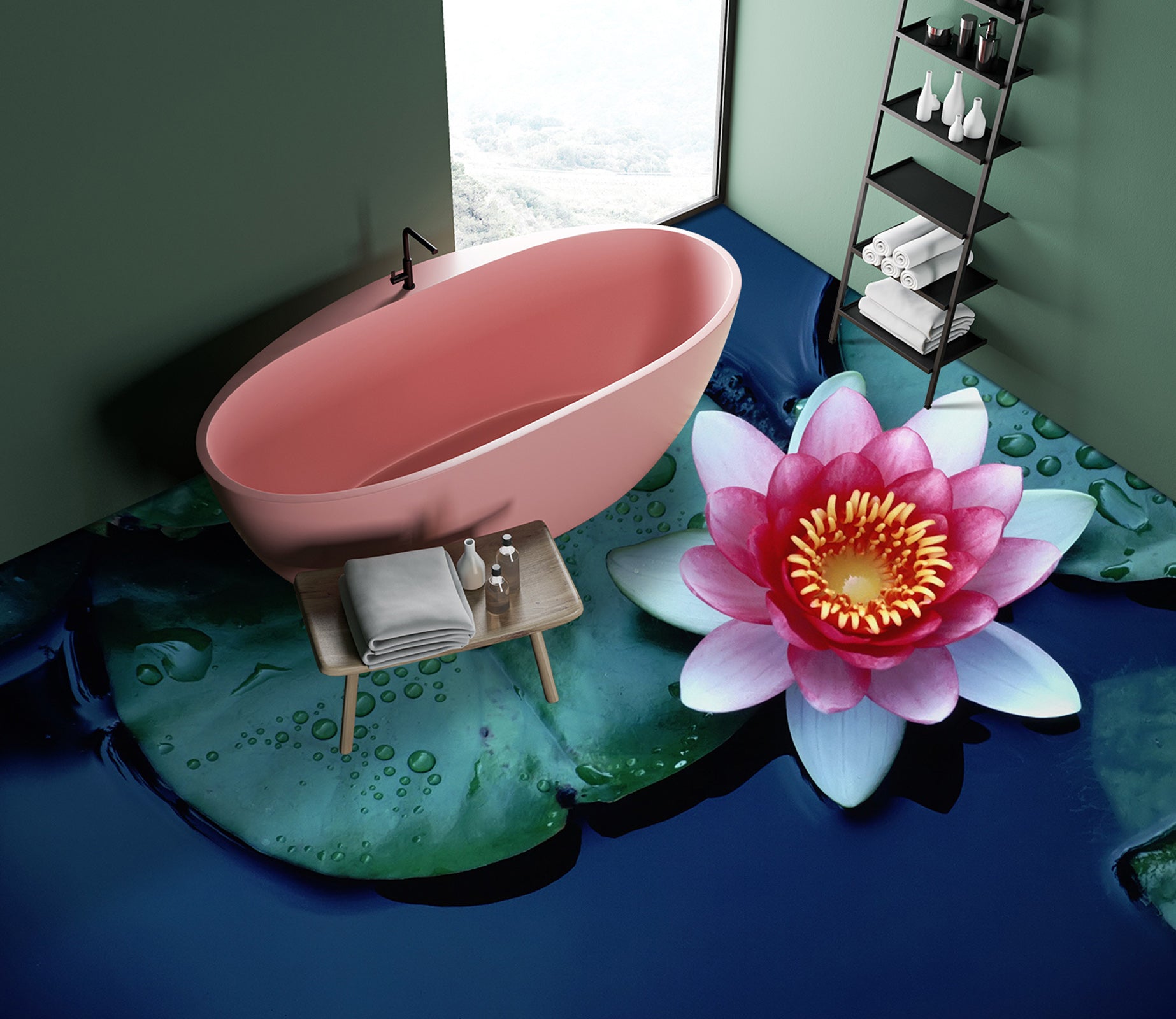 3D Delicate Water Lily 1482 Floor Mural  Wallpaper Murals Self-Adhesive Removable Print Epoxy