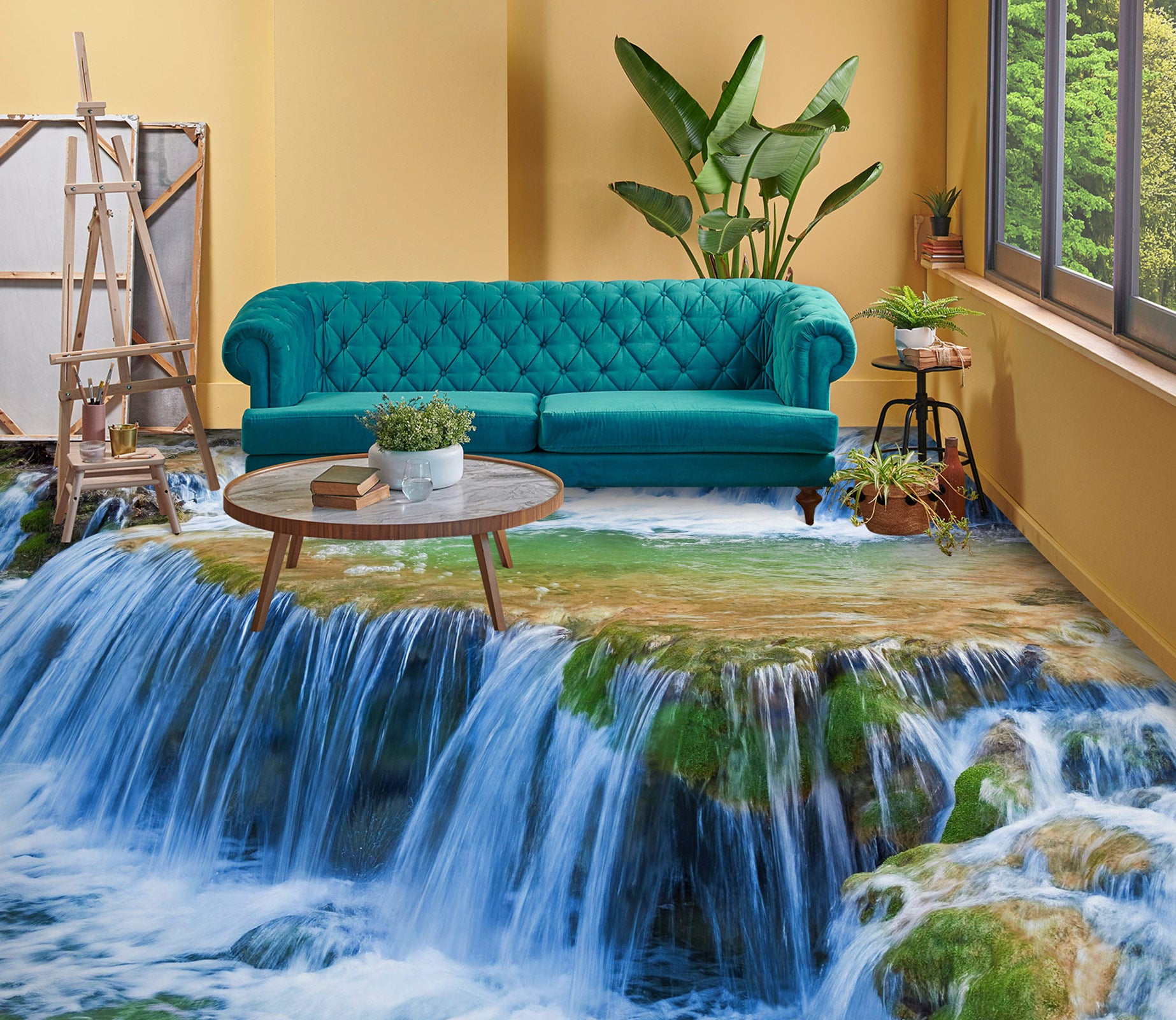 3D Small Blue Waterfall 1008 Floor Mural  Wallpaper Murals Self-Adhesive Removable Print Epoxy