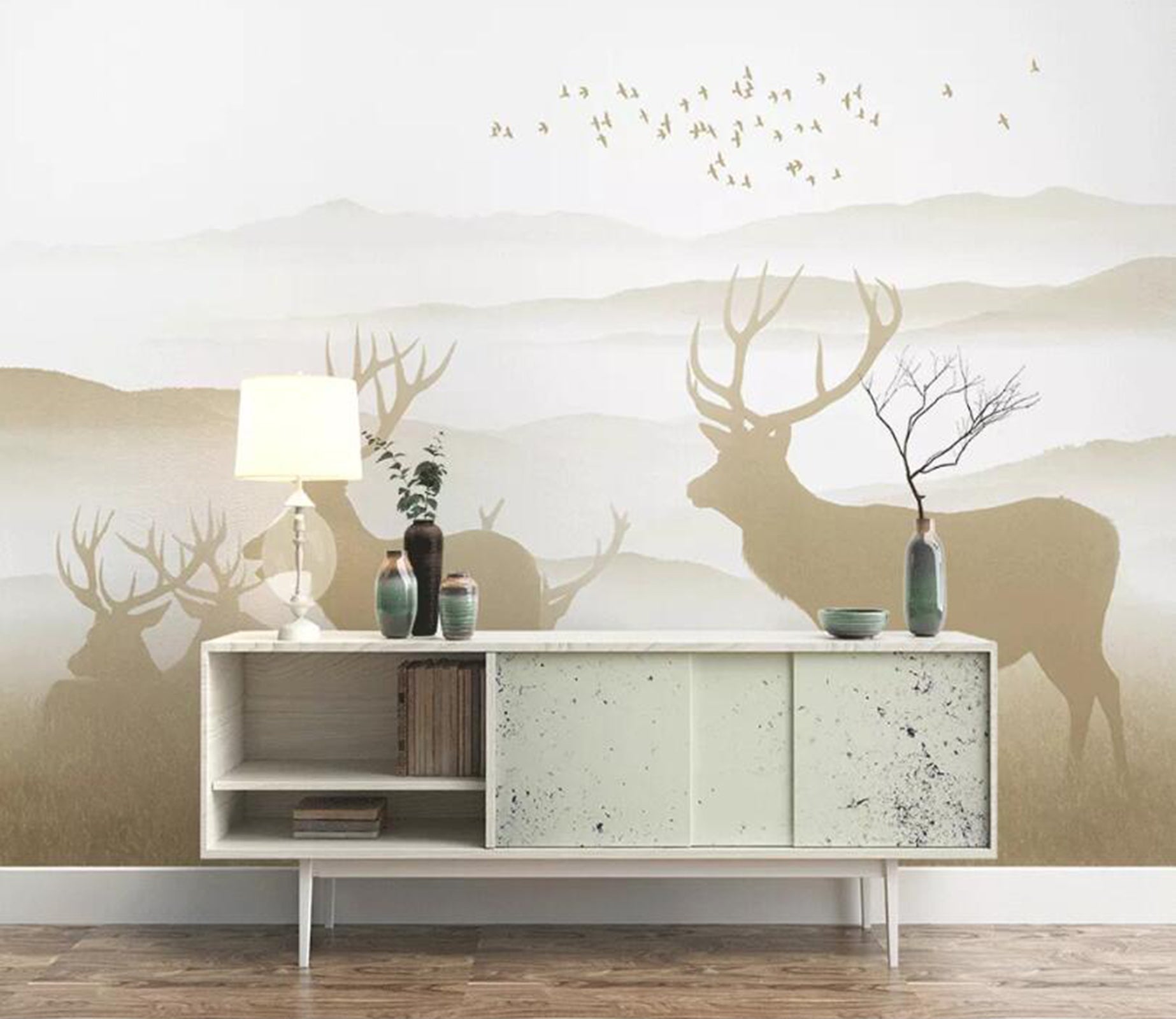 3D Deer Herd WC34 Wall Murals Wallpaper AJ Wallpaper 2 
