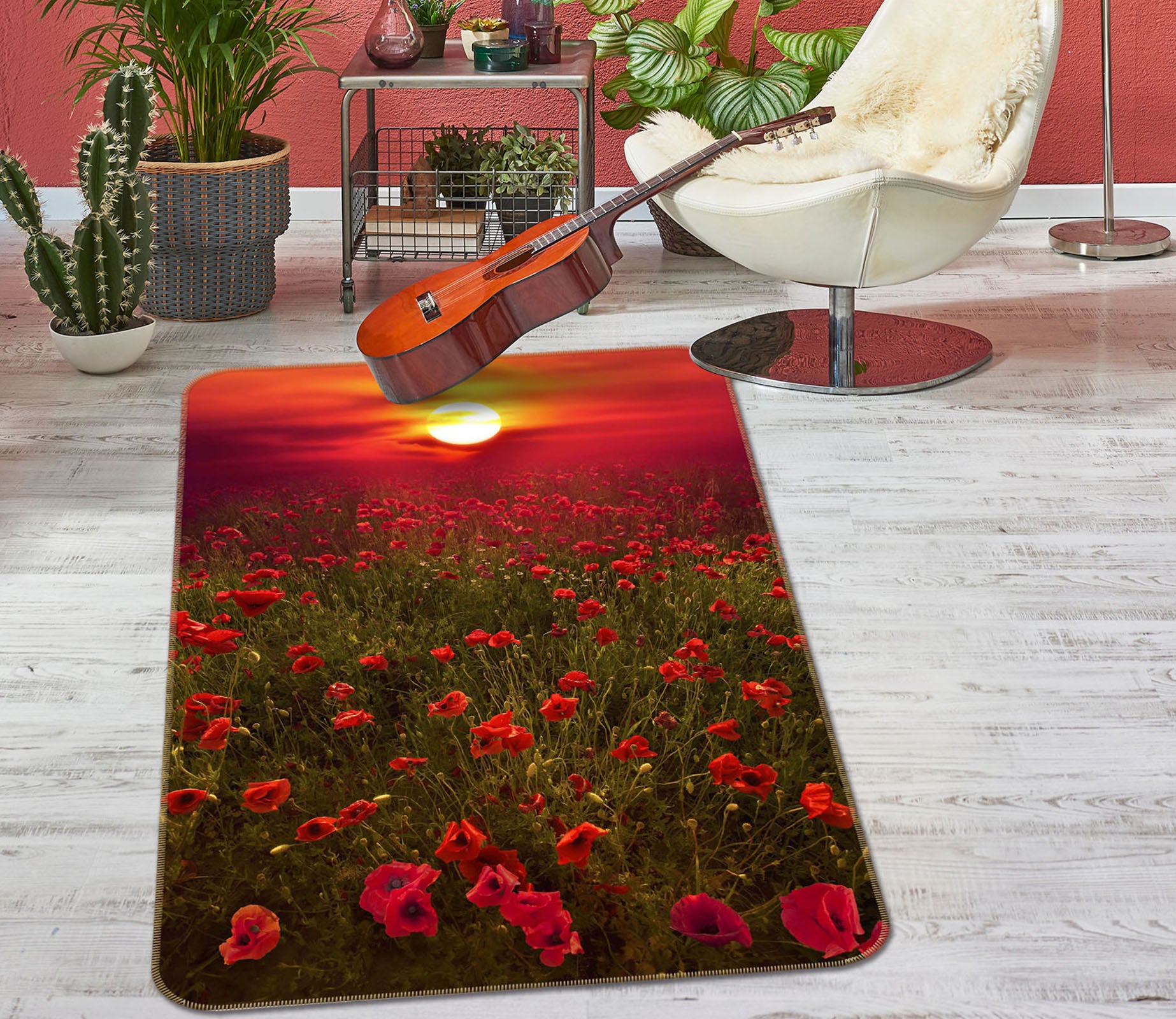 3D Red Garden 1183 Marco Carmassi Rug Non Slip Rug Mat