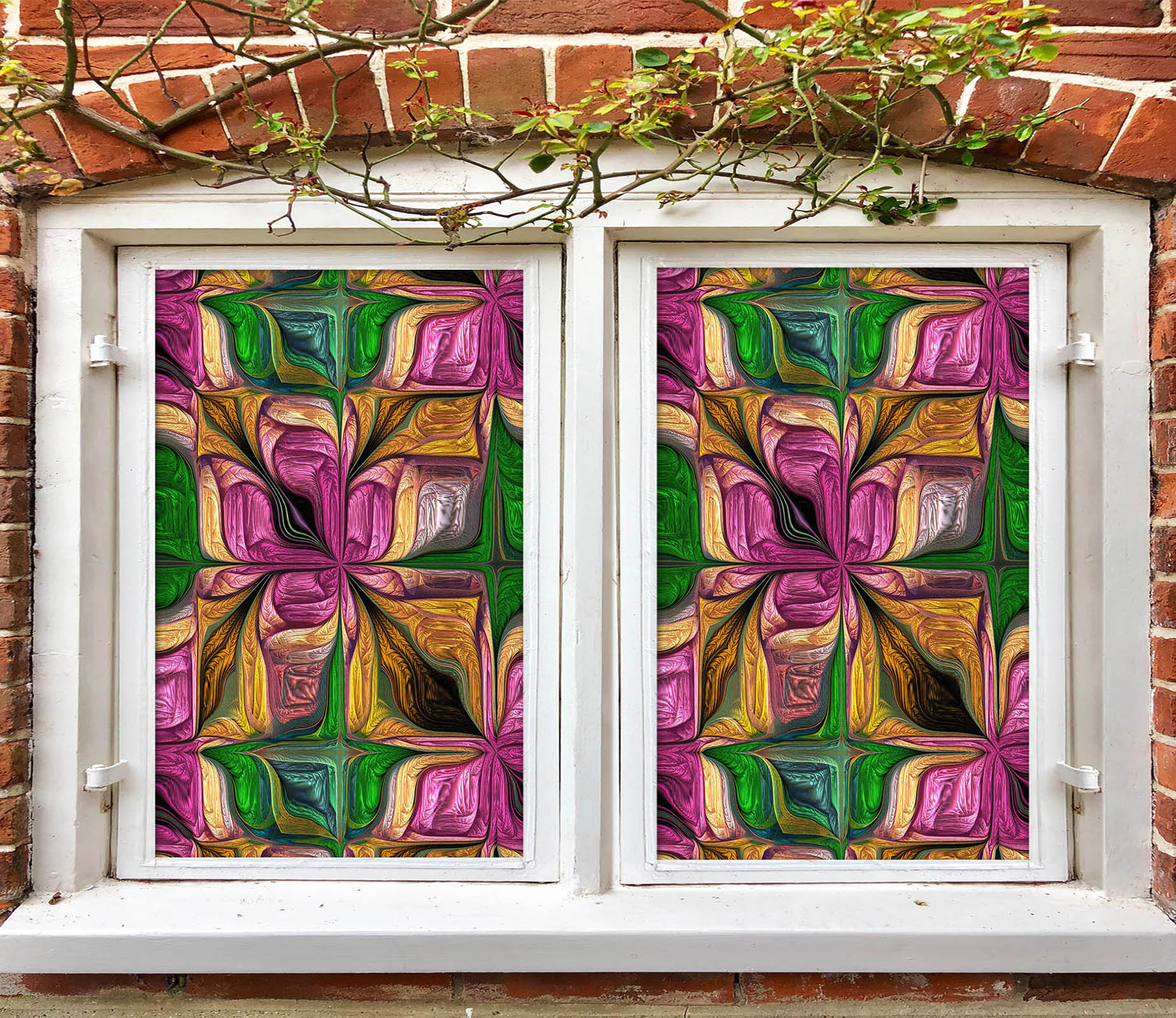 3D Petal Shape 208 Window Film Print Sticker Cling Stained Glass UV Block