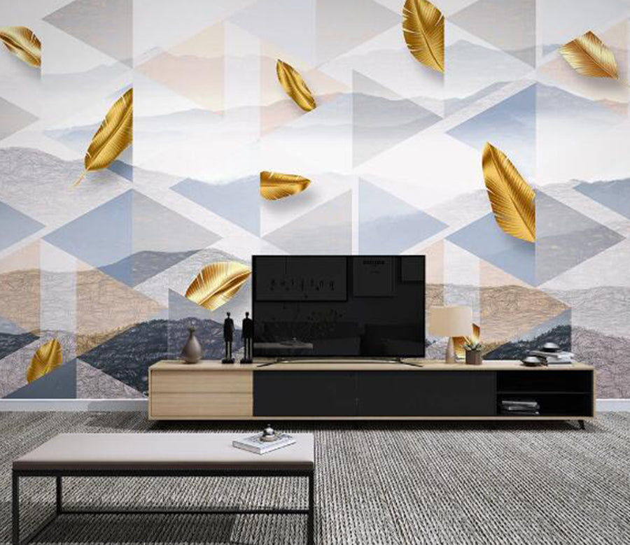3D Golden Feather WC1638 Wall Murals