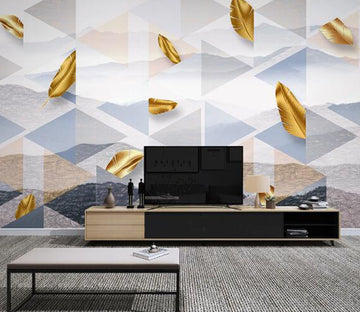 3D Golden Feather WC1638 Wall Murals