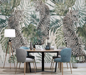 3D Fierce And Alert Leopard 2469 Wall Murals
