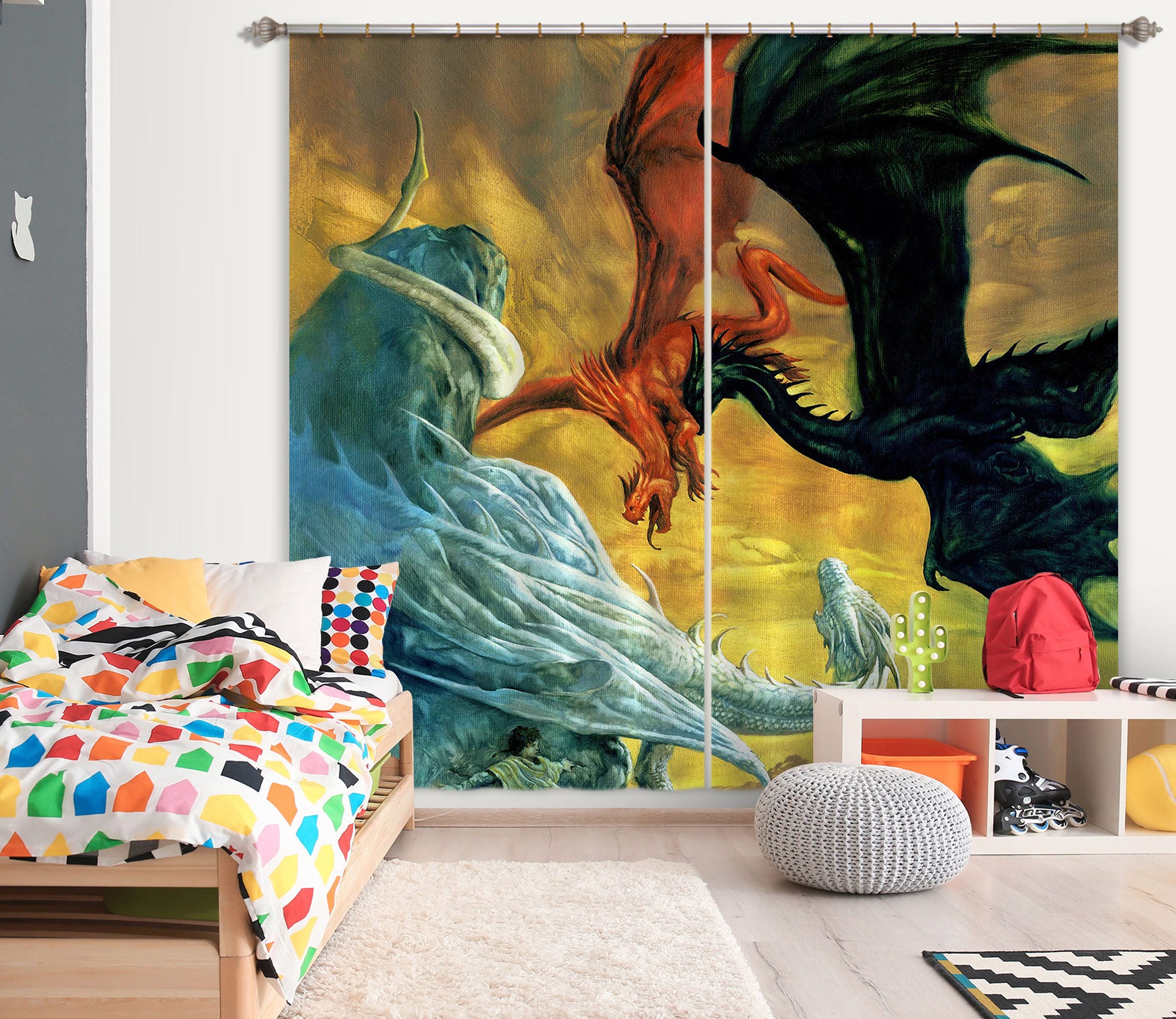 3D Color Dragon 7218 Ciruelo Curtain Curtains Drapes