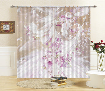 3D White Skirt Pink Petals 3089 Debi Coules Curtain Curtains Drapes