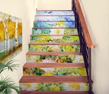 3D White Yellow Flowers Clump 90107 Allan P. Friedlander Stair Risers
