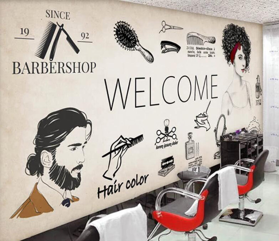 3D Fashion Barber Shop 1563 Wall Murals