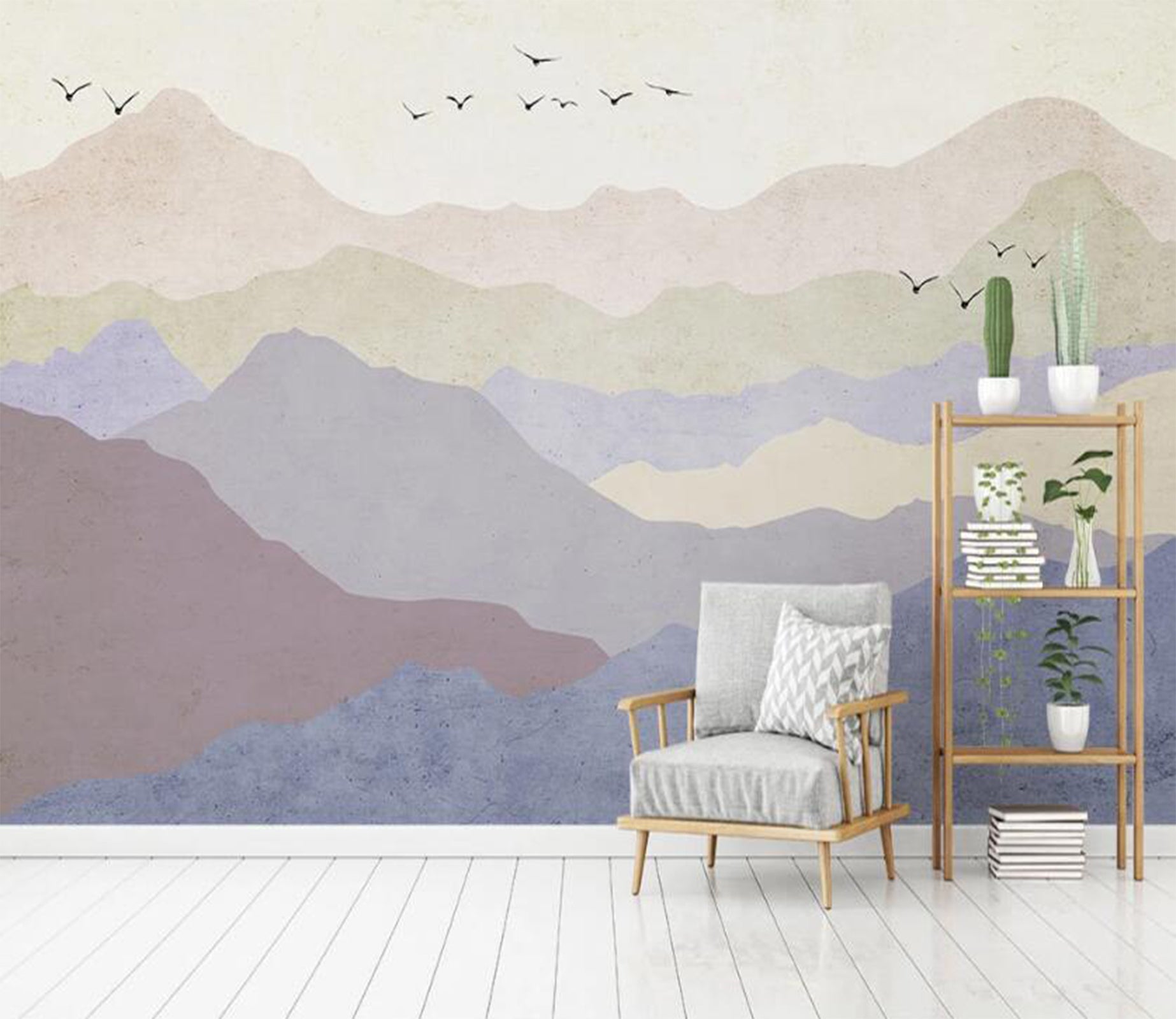 3D Pastel Color Cascading Mountains 2014 Wall Murals