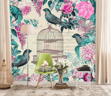 3D Birdcage And Flowers 1399 Andrea haase Wall Mural Wall Murals Wallpaper AJ Wallpaper 